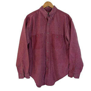 Nuovo Rusty Red Pink Button Up Mens Shirt Size Large 100% Cotton Long Sleeves